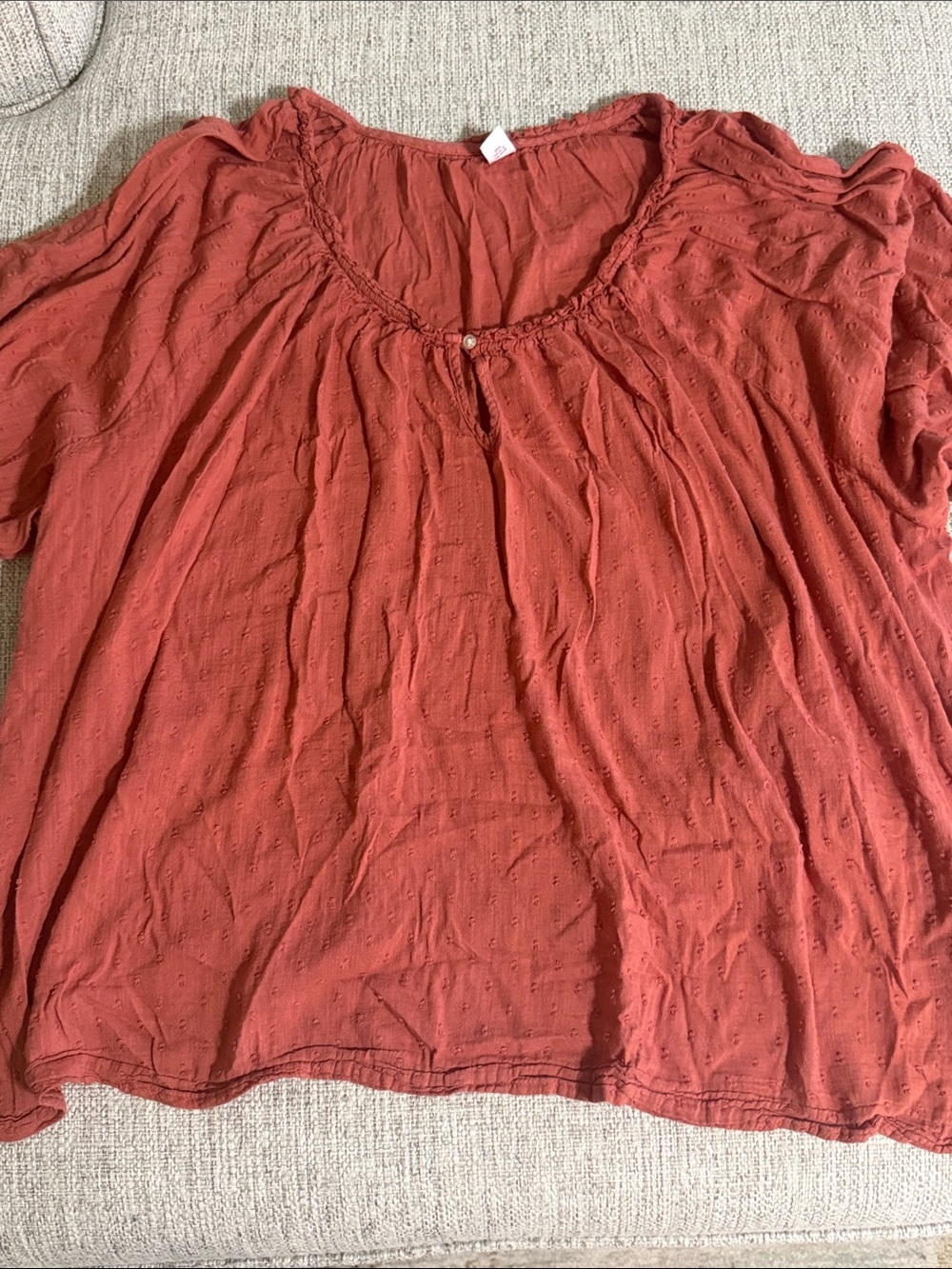 Old Navy Rust Textured Peasant Blouse Plus Size 3X Boho Cottagecore